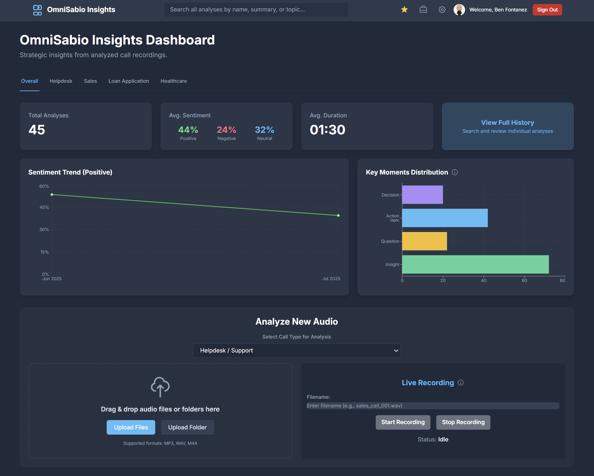 OmniSabio Insights App Screenshot